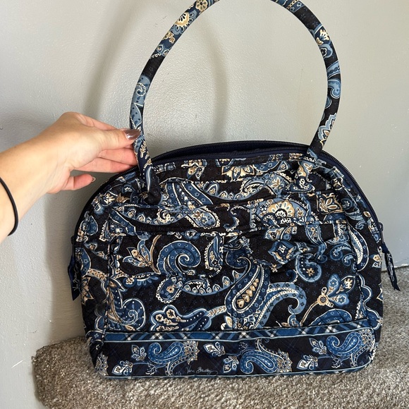 Vera Bradley Black and Blue Paisley Shoulder Bag - Picture 1 of 6
